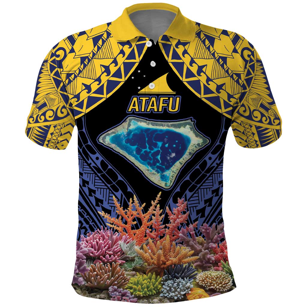 Tokelau Atafu Atoll Personalised Polo Shirt Pacific Coral Reef Vibe LT9 Gold - Polynesian Pride