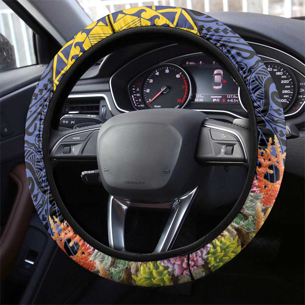 Tokelau Atafu Atoll Steering Wheel Cover Pacific Coral Reef Vibe LT9 - Polynesian Pride