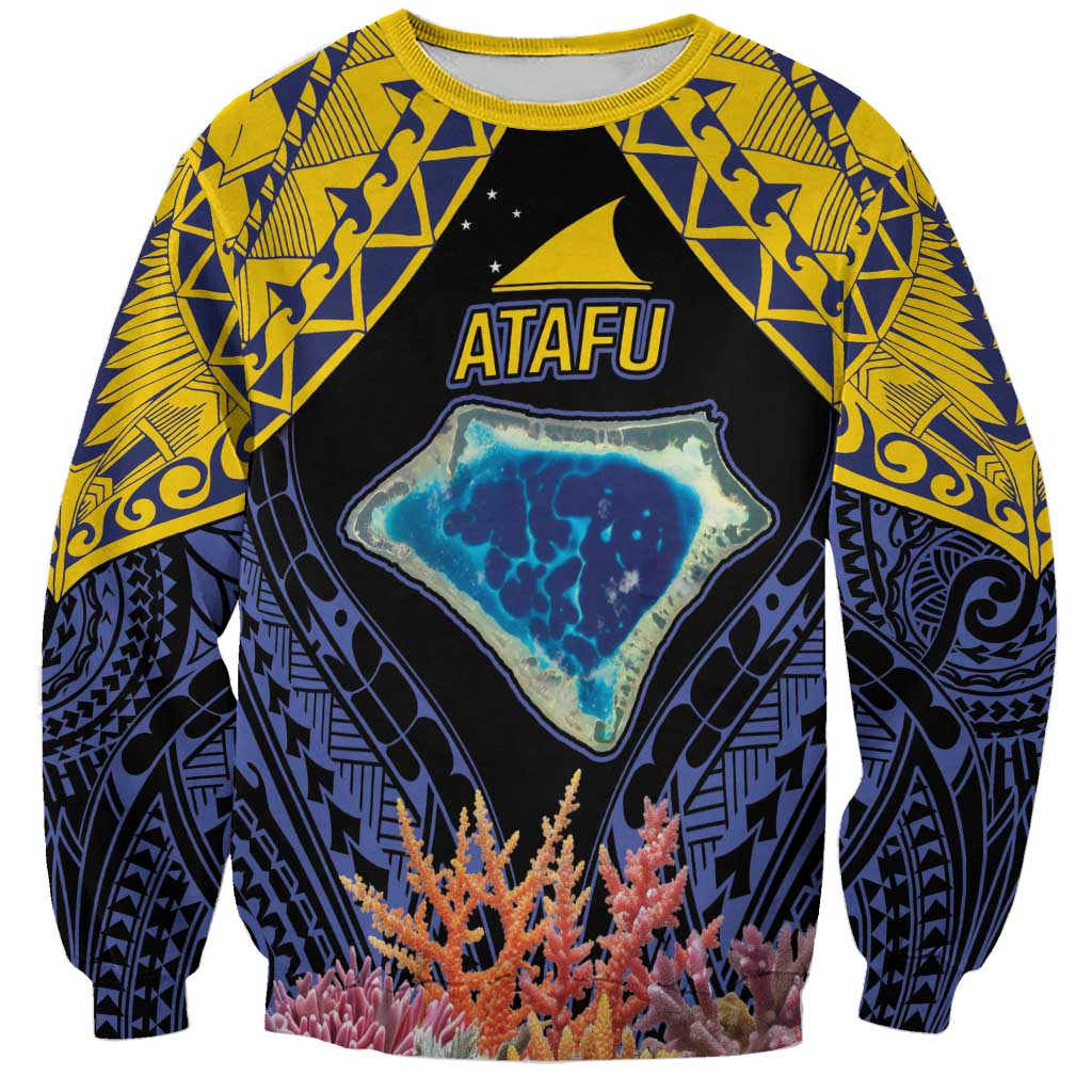Tokelau Atafu Atoll Personalised Sweatshirt Pacific Coral Reef Vibe LT9 Unisex Gold - Polynesian Pride