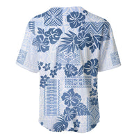 Vintage Hawaii Baseball Jersey Hibiscus Tapa Tribal With Hawaiian Quilt Pattern Blue LT9 - Polynesian Pride