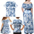 Vintage Hawaii Family Matching Off Shoulder Maxi Dress and Hawaiian Shirt Hibiscus Tapa Tribal With Hawaiian Quilt Pattern Blue LT9 - Polynesian Pride