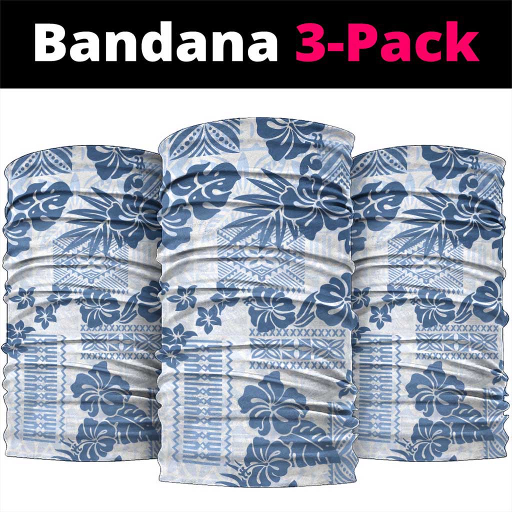 Vintage Hawaii Neck Gaiter Hibiscus Tapa Tribal With Hawaiian Quilt Pattern Blue LT9 package One Size: 25*50cm Blue - Polynesian Pride