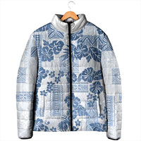 Vintage Hawaii Padded Jacket Hibiscus Tapa Tribal With Hawaiian Quilt Pattern Blue LT9 - Polynesian Pride