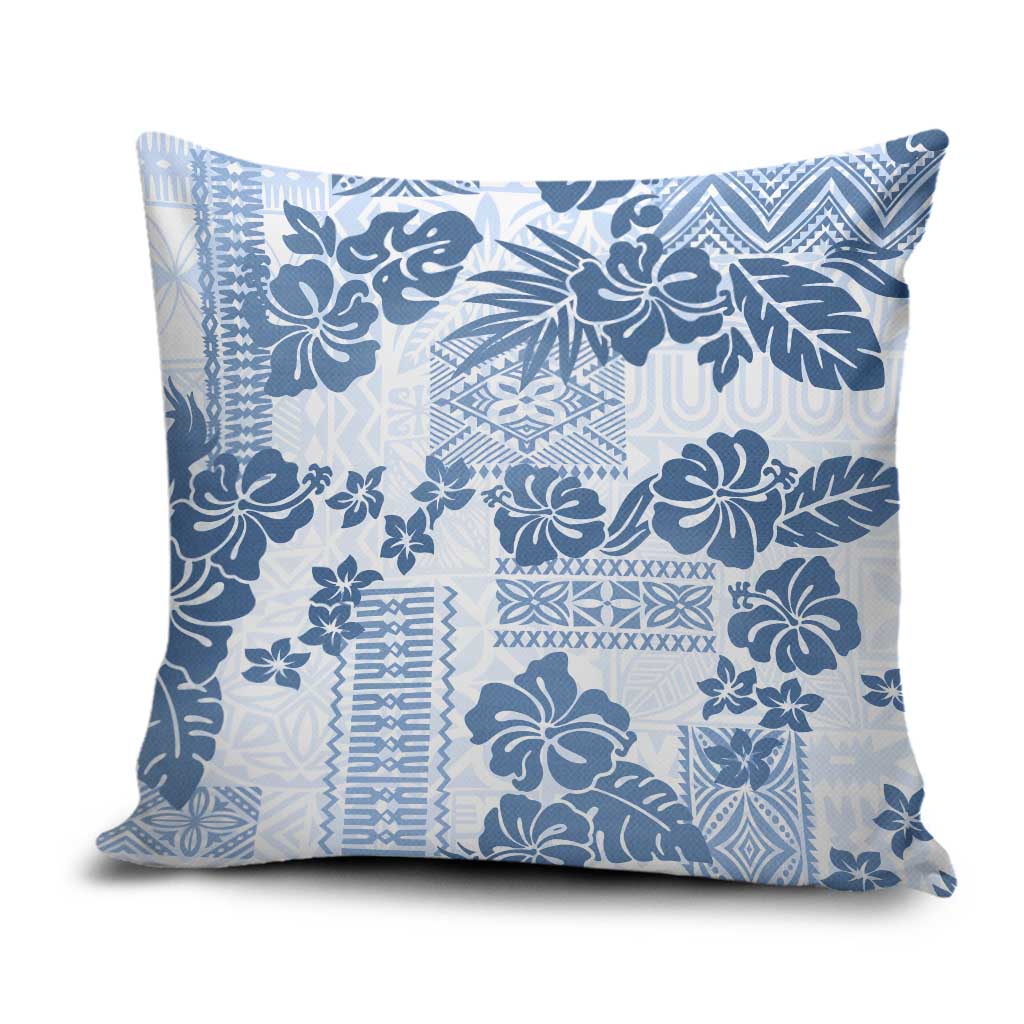 Vintage Hawaii Pillow Cover Hibiscus Tapa Tribal With Hawaiian Quilt Pattern Blue LT9 Blue - Polynesian Pride