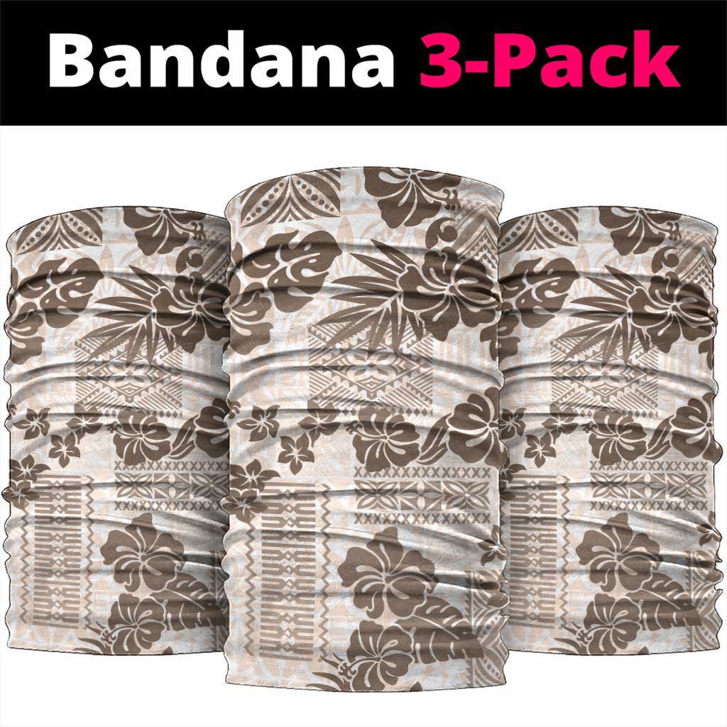 Vintage Hawaii Neck Gaiter Hibiscus Tapa Tribal With Hawaiian Quilt Pattern Gold LT9 package One Size: 25*50cm Gold - Polynesian Pride