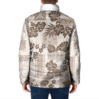 Vintage Hawaii Padded Jacket Hibiscus Tapa Tribal With Hawaiian Quilt Pattern Gold LT9 - Polynesian Pride