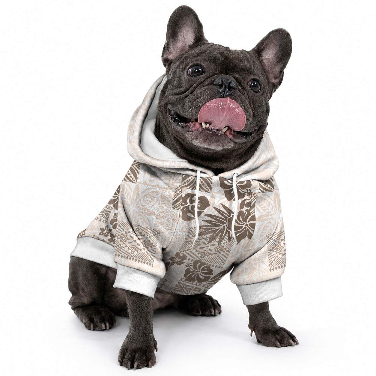 Vintage Hawaii Pet Hoodie Hibiscus Tapa Tribal With Hawaiian Quilt Pattern Gold LT9 - Polynesian Pride