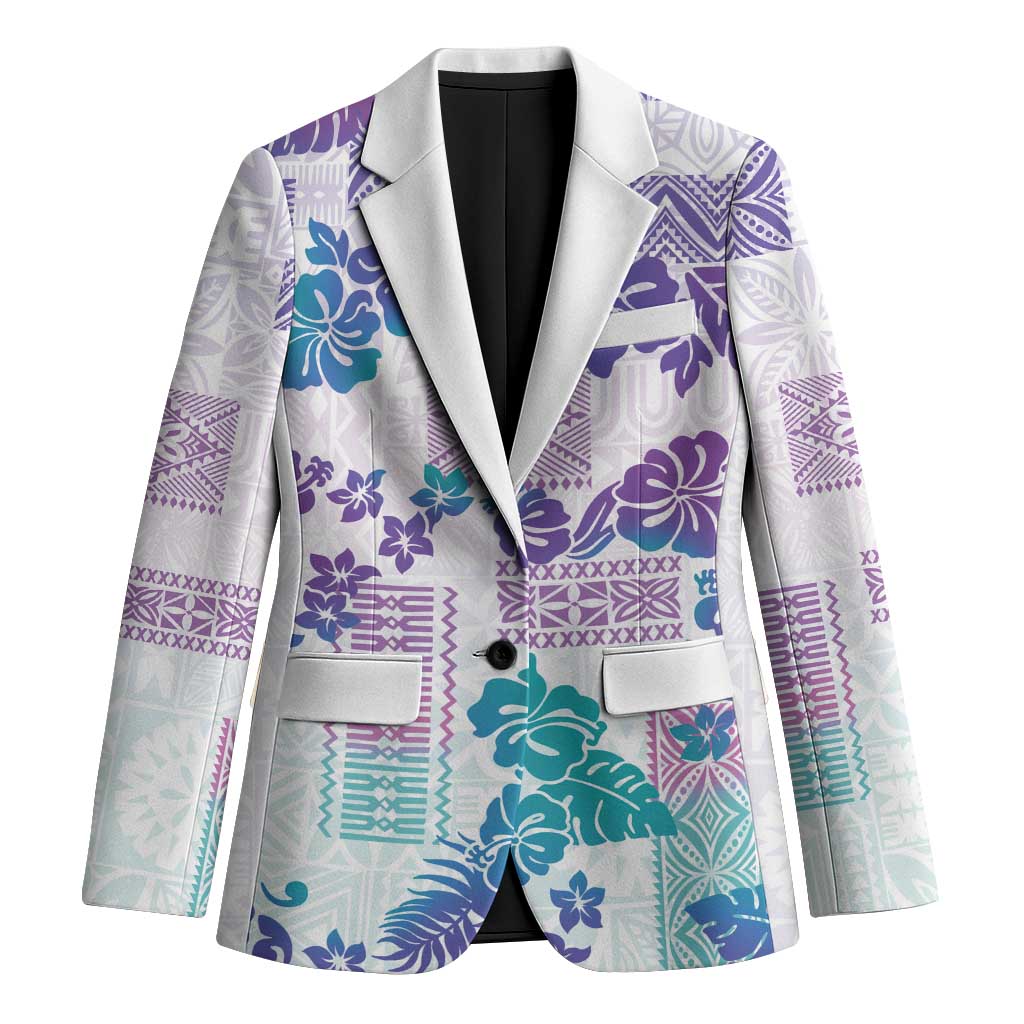 Vintage Hawaii Blazer Hibiscus Tapa Tribal With Hawaiian Quilt Pattern Purple LT9 Unisex Purple - Polynesian Pride