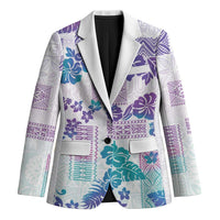 Vintage Hawaii Blazer Hibiscus Tapa Tribal With Hawaiian Quilt Pattern Purple LT9 Unisex Purple - Polynesian Pride
