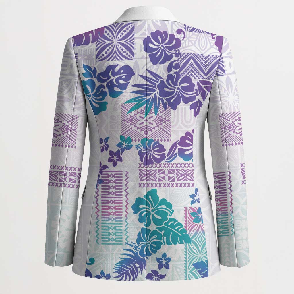 Vintage Hawaii Blazer Hibiscus Tapa Tribal With Hawaiian Quilt Pattern Purple LT9 - Polynesian Pride