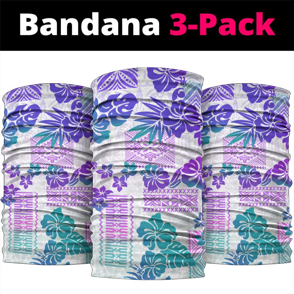 Vintage Hawaii Neck Gaiter Hibiscus Tapa Tribal With Hawaiian Quilt Pattern Purple LT9 package One Size: 25*50cm Purple - Polynesian Pride