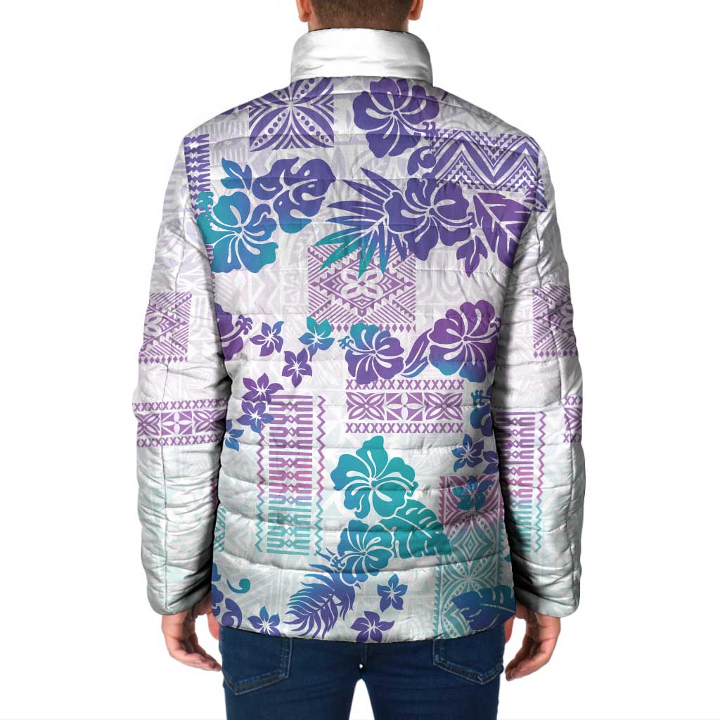 Vintage Hawaii Padded Jacket Hibiscus Tapa Tribal With Hawaiian Quilt Pattern Purple LT9 - Polynesian Pride