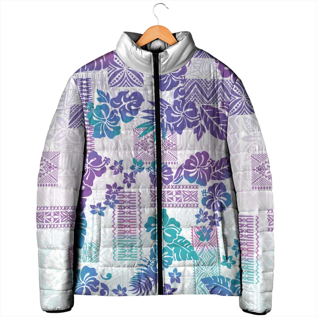 Vintage Hawaii Padded Jacket Hibiscus Tapa Tribal With Hawaiian Quilt Pattern Purple LT9 - Polynesian Pride