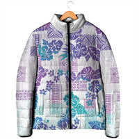 Vintage Hawaii Padded Jacket Hibiscus Tapa Tribal With Hawaiian Quilt Pattern Purple LT9 - Polynesian Pride
