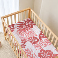 Vintage Hawaii Baby Bed Cover Hibiscus Tapa Tribal With Hawaiian Quilt Pattern Red LT9 - Polynesian Pride
