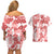 Vintage Hawaii Couples Matching Off Shoulder Short Dress and Hawaiian Shirt Hibiscus Tapa Tribal With Hawaiian Quilt Pattern Red LT9 - Polynesian Pride