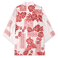 Vintage Hawaii Kimono Hibiscus Tapa Tribal With Hawaiian Quilt Pattern Red LT9 - Polynesian Pride