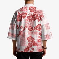 Vintage Hawaii Kimono Hibiscus Tapa Tribal With Hawaiian Quilt Pattern Red LT9 - Polynesian Pride