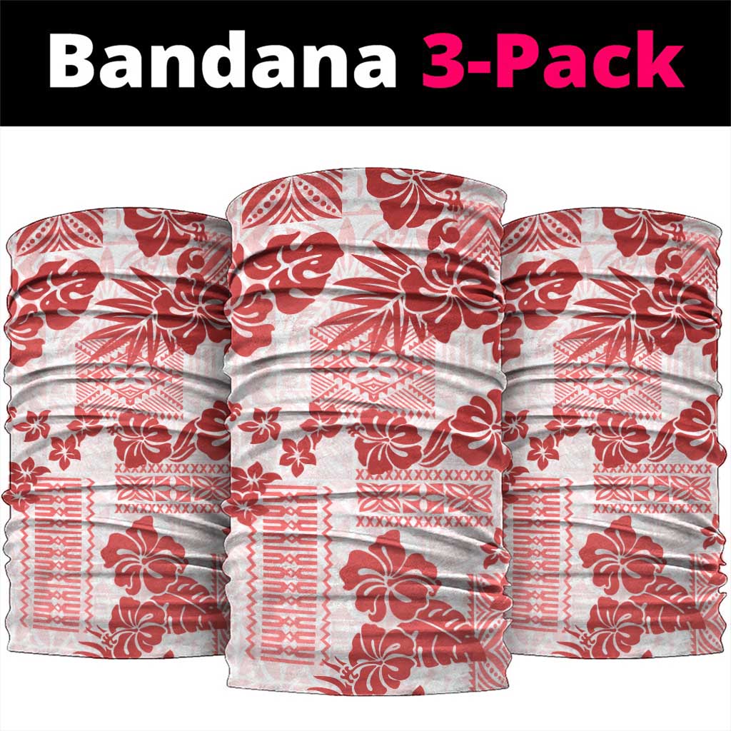 Vintage Hawaii Neck Gaiter Hibiscus Tapa Tribal With Hawaiian Quilt Pattern Red LT9 package One Size: 25*50cm Red - Polynesian Pride