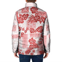 Vintage Hawaii Padded Jacket Hibiscus Tapa Tribal With Hawaiian Quilt Pattern Red LT9 - Polynesian Pride