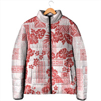 Vintage Hawaii Padded Jacket Hibiscus Tapa Tribal With Hawaiian Quilt Pattern Red LT9 - Polynesian Pride