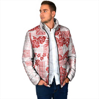 Vintage Hawaii Padded Jacket Hibiscus Tapa Tribal With Hawaiian Quilt Pattern Red LT9 - Polynesian Pride