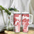 Vintage Hawaii Tumbler With Handle Hibiscus Tapa Tribal With Hawaiian Quilt Pattern Red