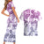 Vintage Hawaii Couples Matching Short Sleeve Bodycon Dress and Hawaiian Shirt Hibiscus Tapa Tribal With Hawaiian Quilt Pattern Violet LT9 - Polynesian Pride