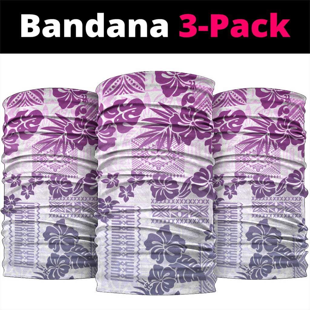 Vintage Hawaii Neck Gaiter Hibiscus Tapa Tribal With Hawaiian Quilt Pattern Violet LT9 package One Size: 25*50cm Violet - Polynesian Pride