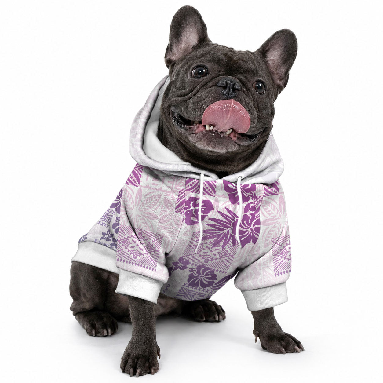 Vintage Hawaii Pet Hoodie Hibiscus Tapa Tribal With Hawaiian Quilt Pattern Violet LT9 - Polynesian Pride