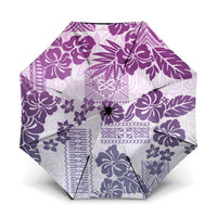 Vintage Hawaii Umbrella Hibiscus Tapa Tribal With Hawaiian Quilt Pattern Violet LT9 One Size Folded 11.42 inch Opened Diameter 37.4 inch Violet - Polynesian Pride