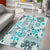 Hawaii Tapa Tribal Area Rug With Hawaiian Quilt Pattern Aqua LT9 - Polynesian Pride