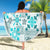 Hawaii Tapa Tribal Beach Blanket With Hawaiian Quilt Pattern Aqua LT9 - Wonder Print Shop