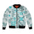 Hawaii Tapa Tribal Bomber Jacket With Hawaiian Quilt Pattern Aqua LT9 Unisex Aqua - Polynesian Pride