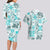 Hawaii Tapa Tribal Couples Matching Long Sleeve Bodycon Dress and Hawaiian Shirt With Hawaiian Quilt Pattern Aqua LT9 - Polynesian Pride