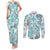 Hawaii Tapa Tribal Couples Matching Tank Maxi Dress and Long Sleeve Button Shirt With Hawaiian Quilt Pattern Aqua LT9 Aqua - Polynesian Pride