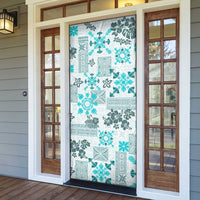 Hawaii Tapa Tribal Door Cover With Hawaiian Quilt Pattern Aqua LT9 - Polynesian Pride