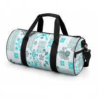 Hawaii Tapa Tribal Duffle Bag With Hawaiian Quilt Pattern Aqua LT9 - Polynesian Pride