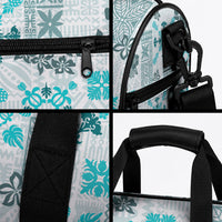 Hawaii Tapa Tribal Duffle Bag With Hawaiian Quilt Pattern Aqua LT9 - Polynesian Pride