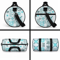 Hawaii Tapa Tribal Duffle Bag With Hawaiian Quilt Pattern Aqua LT9 - Polynesian Pride