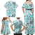 Hawaii Tapa Tribal Family Matching Off Shoulder Maxi Dress and Hawaiian Shirt With Hawaiian Quilt Pattern Aqua LT9 - Polynesian Pride