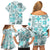 Hawaii Tapa Tribal Family Matching Off Shoulder Short Dress and Hawaiian Shirt With Hawaiian Quilt Pattern Aqua LT9 - Polynesian Pride