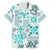 Hawaii Tapa Tribal Family Matching Off Shoulder Short Dress and Hawaiian Shirt With Hawaiian Quilt Pattern Aqua LT9 Dad's Shirt - Short Sleeve Aqua - Polynesian Pride