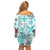 Hawaii Tapa Tribal Family Matching Off Shoulder Short Dress and Hawaiian Shirt With Hawaiian Quilt Pattern Aqua LT9 - Polynesian Pride