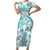 Hawaii Tapa Tribal Family Matching Short Sleeve Bodycon Dress and Hawaiian Shirt With Hawaiian Quilt Pattern Aqua LT9 Mom's Dress Aqua - Polynesian Pride