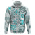 Hawaii Tapa Tribal Hoodie With Hawaiian Quilt Pattern Aqua LT9 Zip Hoodie Aqua - Polynesian Pride