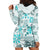 Hawaii Tapa Tribal Hoodie Dress With Hawaiian Quilt Pattern Aqua LT9 - Polynesian Pride