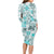 Hawaii Tapa Tribal Long Sleeve Bodycon Dress With Hawaiian Quilt Pattern Aqua LT9 - Polynesian Pride