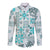 Hawaii Tapa Tribal Long Sleeve Button Shirt With Hawaiian Quilt Pattern Aqua LT9 Unisex Aqua - Polynesian Pride