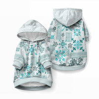Hawaii Tapa Tribal Pet Hoodie With Hawaiian Quilt Pattern Aqua LT9 Pullover Aqua - Polynesian Pride